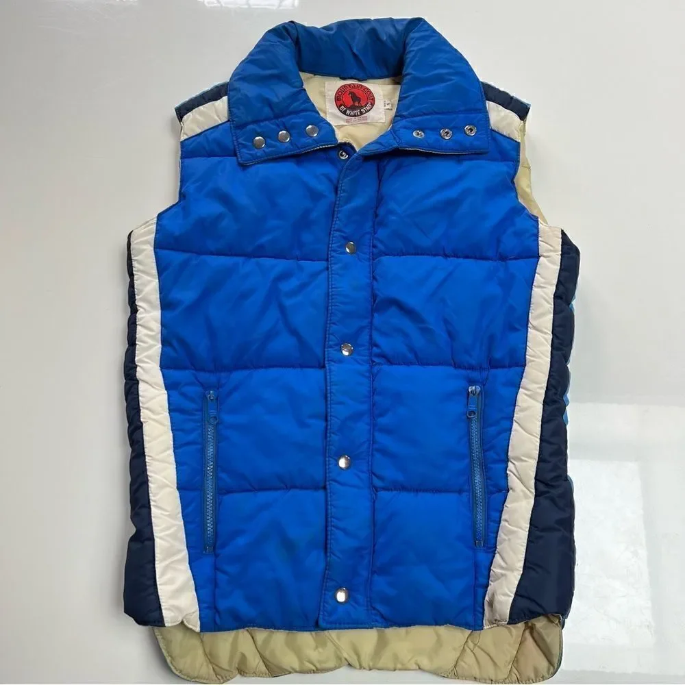 Men’s Vintage 1970s Cobalt Blue Kelso Down Puffer Vest